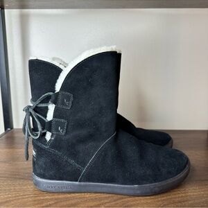 Koolaburra by UGG Shazi Short Tie Black Suede Boots Sz 6